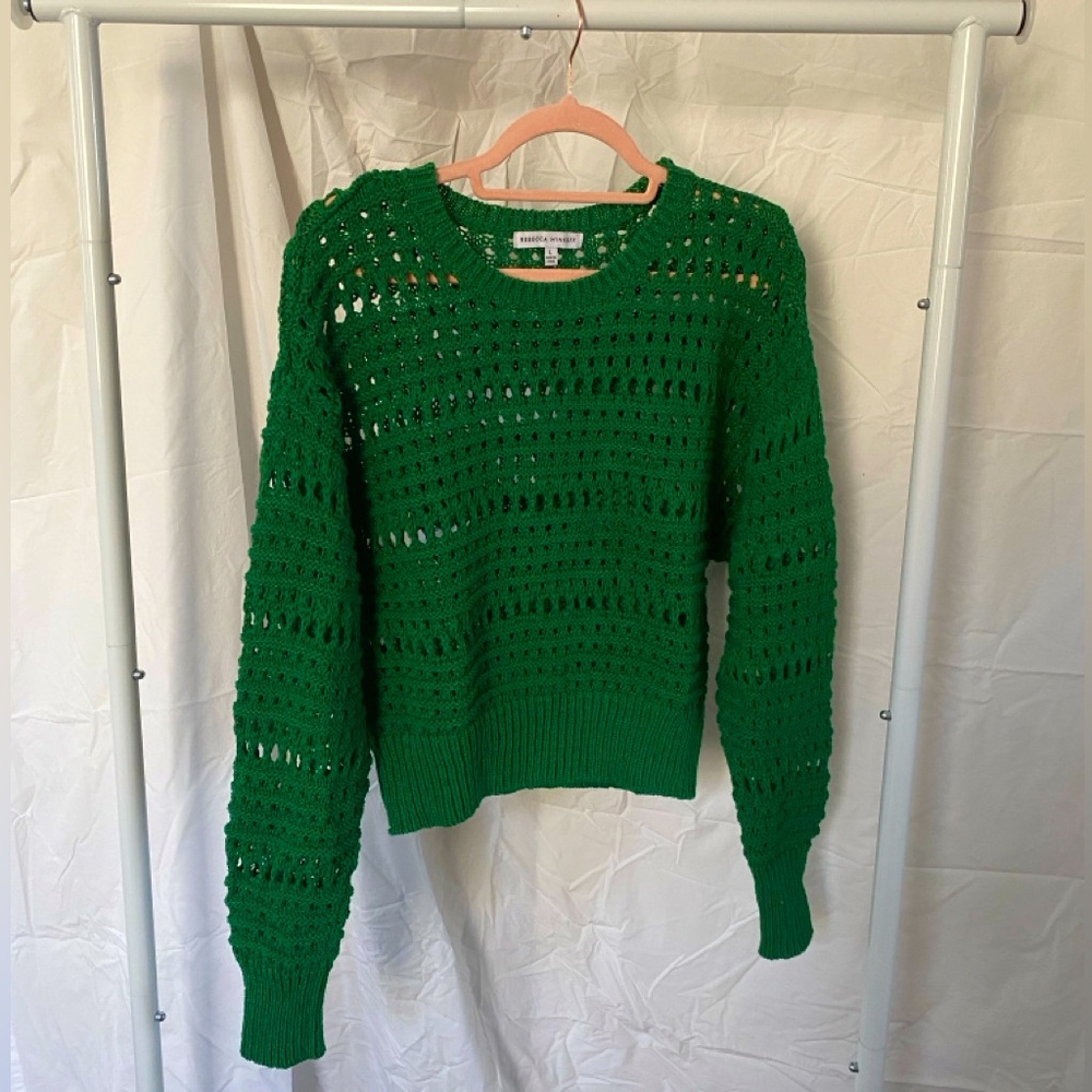 Rebecca Minkoff Green Crochet Knit Sweater